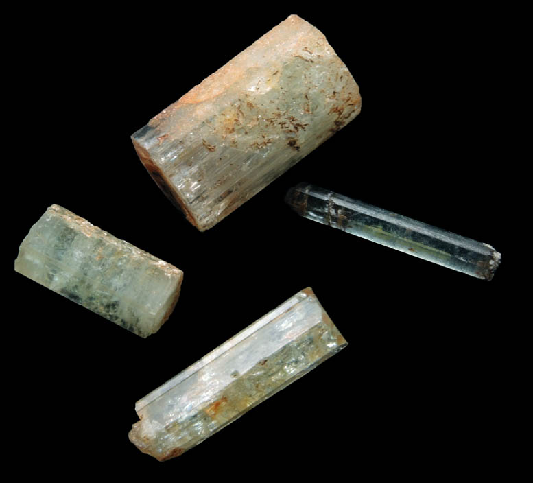 Beryl var. Aquamarine - 4 loose aquamarine crystals from Mount Antero, Chaffee County, Colorado