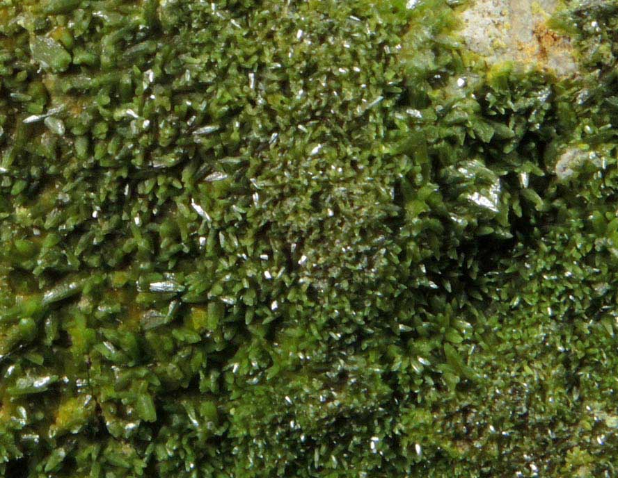 Pyromorphite on Quartz from Wheatley Mine, Phoenixville District, Chester County, Pennsylvania