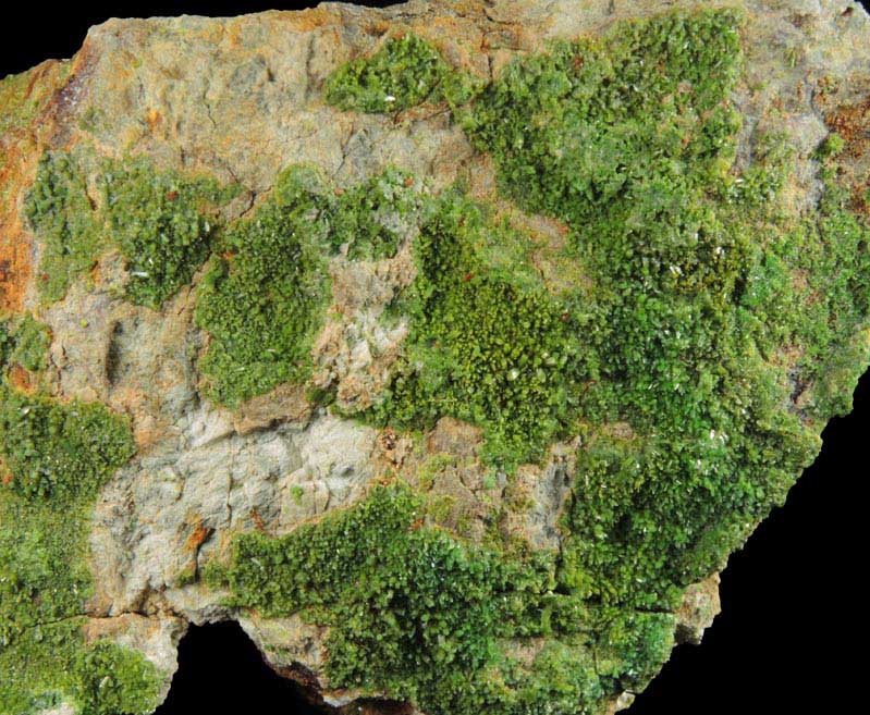 Pyromorphite on Quartz from Wheatley Mine, Phoenixville District, Chester County, Pennsylvania