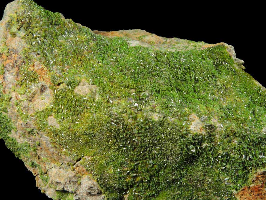 Pyromorphite on Quartz from Wheatley Mine, Phoenixville District, Chester County, Pennsylvania