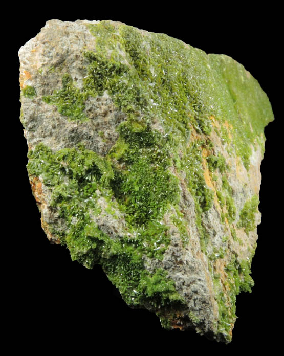 Pyromorphite on Quartz from Wheatley Mine, Phoenixville District, Chester County, Pennsylvania