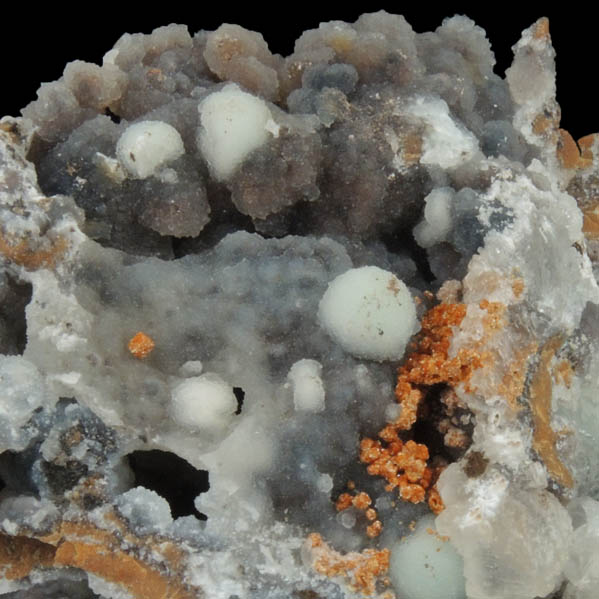 Descloizite on Hemimorphite over Wulfenite from Finch Mine, north of Hayden, Banner District, Gila County, Arizona