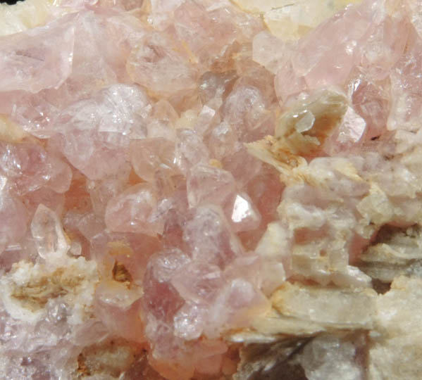 Quartz var. Rose Quartz Crystals with Muscovite, Albite from Rose Quartz Locality, Plumbago Mountain, Newry, Oxford County, Maine