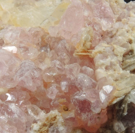 Quartz var. Rose Quartz Crystals with Muscovite, Albite from Rose Quartz Locality, Plumbago Mountain, Newry, Oxford County, Maine