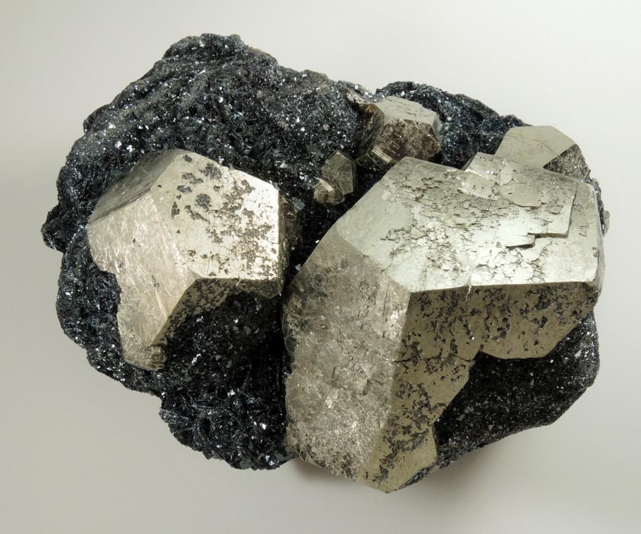 Pyrite in specular Hematite from Valle Giove, Miniera di Rio Marina, Isola d'Elba, Livorno, Italy