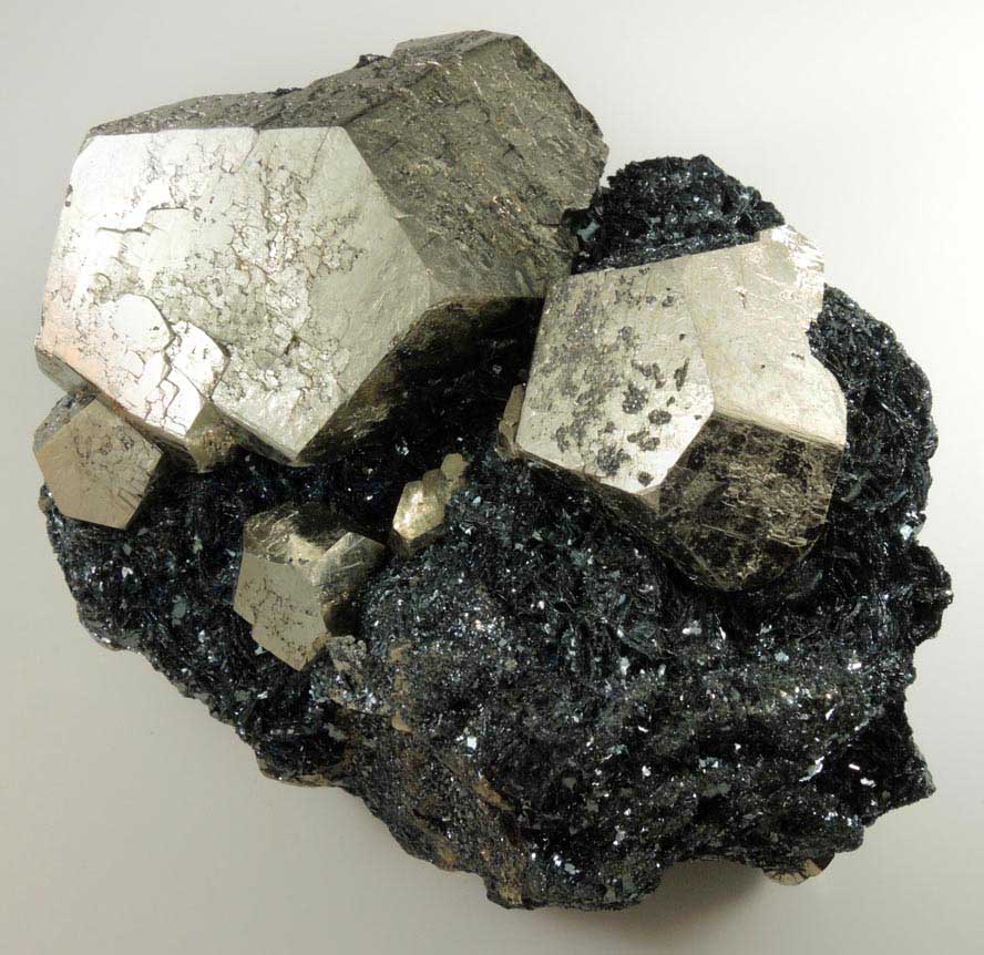 Pyrite in specular Hematite from Valle Giove, Miniera di Rio Marina, Isola d'Elba, Livorno, Italy