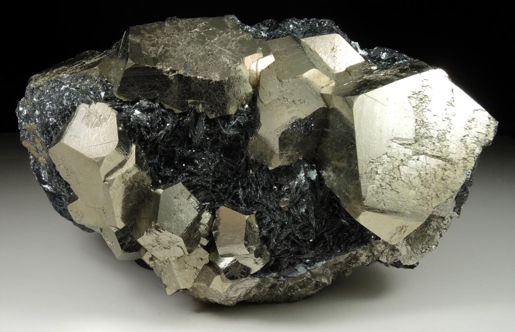 Pyrite in specular Hematite from Valle Giove, Miniera di Rio Marina, Isola d'Elba, Livorno, Italy