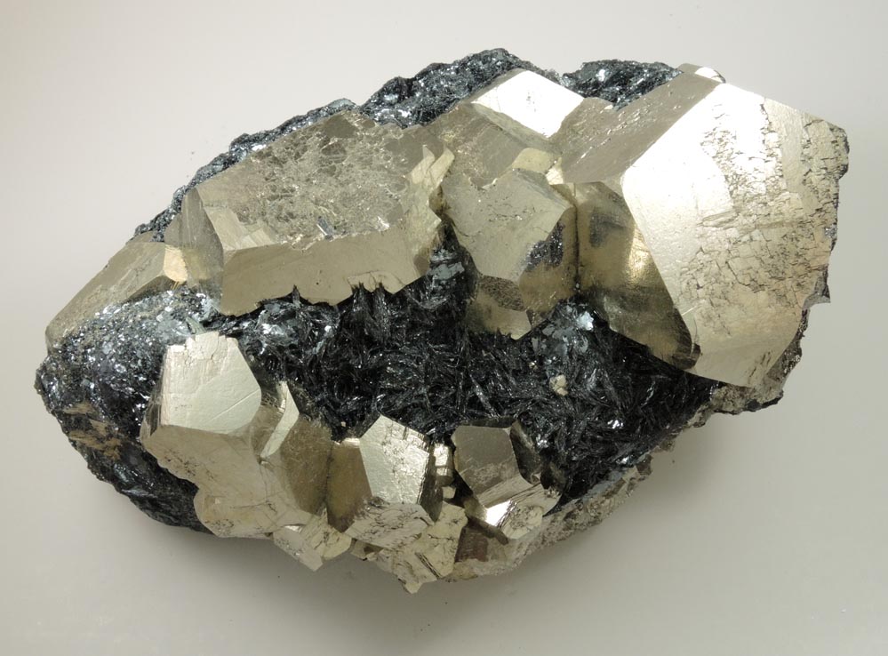 Pyrite in specular Hematite from Valle Giove, Miniera di Rio Marina, Isola d'Elba, Livorno, Italy