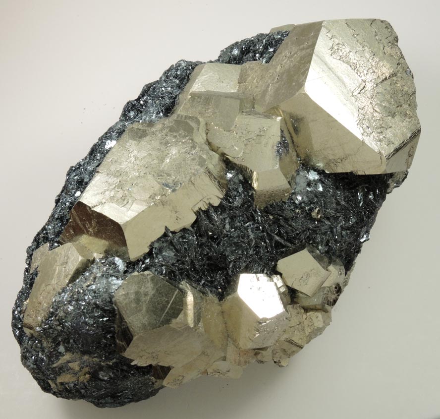 Pyrite in specular Hematite from Valle Giove, Miniera di Rio Marina, Isola d'Elba, Livorno, Italy