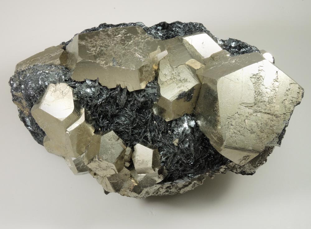 Pyrite in specular Hematite from Valle Giove, Miniera di Rio Marina, Isola d'Elba, Livorno, Italy