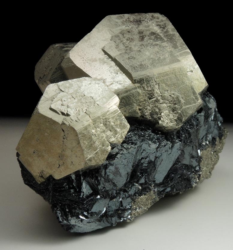 Pyrite in specular Hematite from Valle Giove, Miniera di Rio Marina, Isola d'Elba, Livorno, Italy