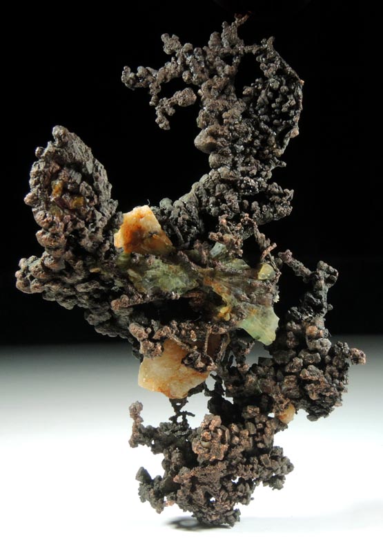 Copper (naturally crystallized native copper) with Calcite from Keweenaw Peninsula Copper District, Houghton County, Michigan