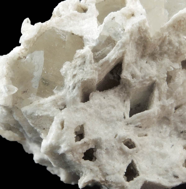 Calcite in Quartz pseudomorphs after Anhydrite from Upper New Street Quarry, Paterson, Passaic County, New Jersey