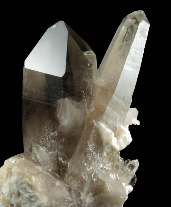 Quartz var. Smoky Quartz on Albite from North Moat Mountain, Bartlett, Carroll County, New Hampshire