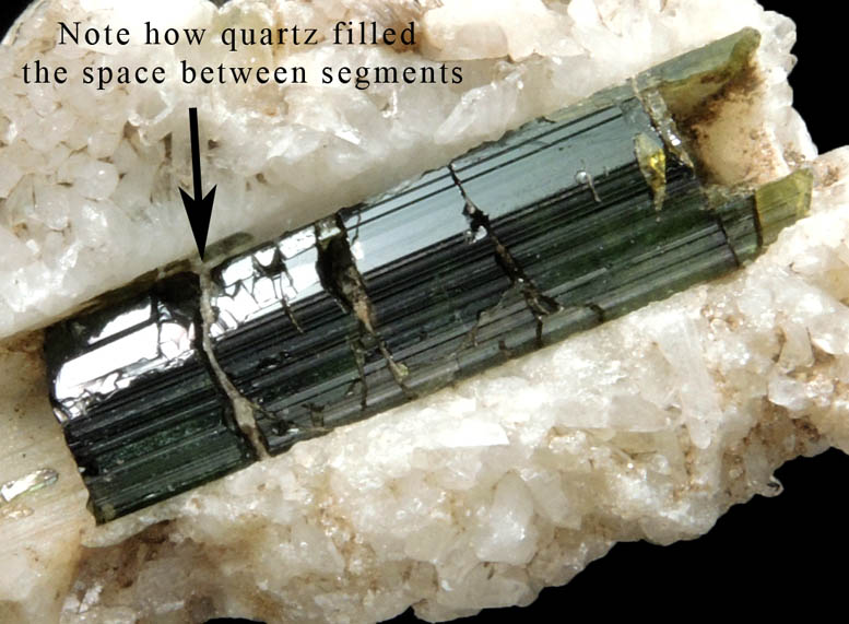 Elbaite Tourmaline in Quartz from Harvard Quarry, Noyes Mountain, Greenwood, Oxford County, Maine