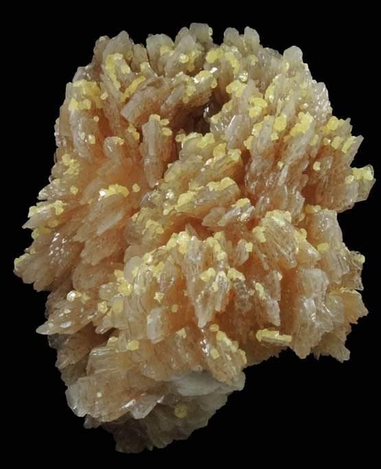 Sulfur on Barite from Machow Mine, Tarnobrzeg, Poland