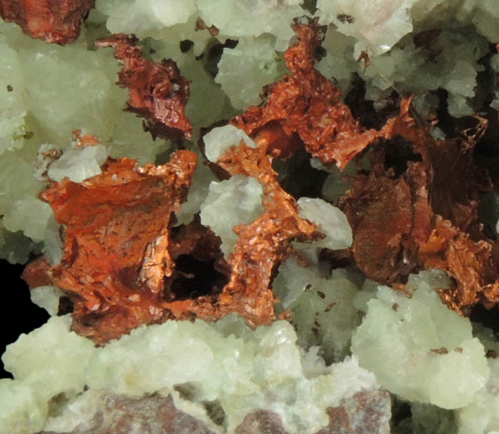 Copper on Prehnite from Osceola Mine, Keweenaw Peninsula Copper District, Houghton County, Michigan