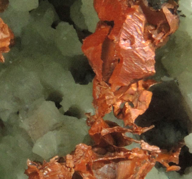 Copper on Prehnite from Osceola Mine, Keweenaw Peninsula Copper District, Houghton County, Michigan