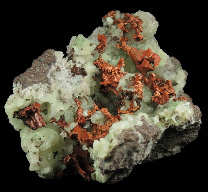 Copper on Prehnite from Osceola Mine, Keweenaw Peninsula Copper District, Houghton County, Michigan