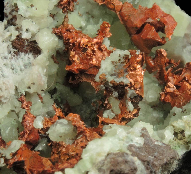 Copper on Prehnite from Osceola Mine, Keweenaw Peninsula Copper District, Houghton County, Michigan