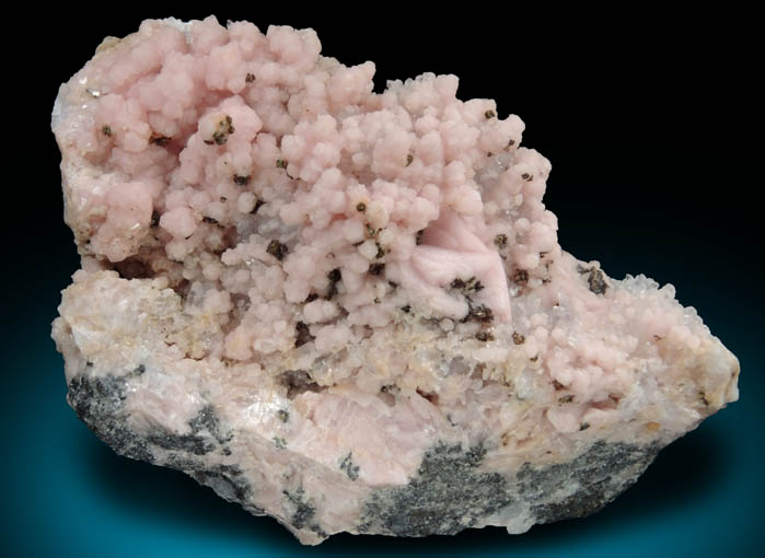 Rhodochrosite with Pyrite and Quartz from Emma Mine, Butte, Silver Bow County, Montana