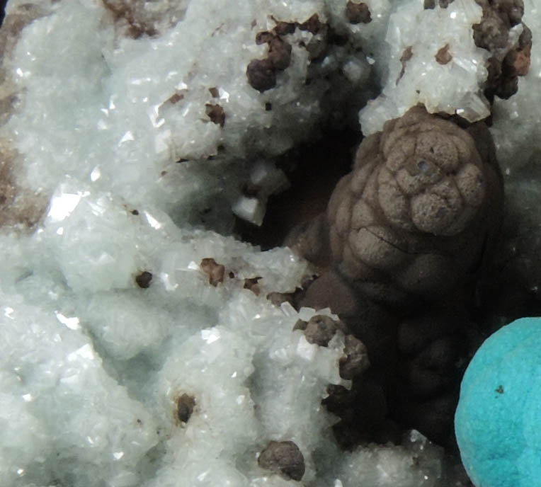 Rosasite on Smithsonite from Silver Bill Mine, Cochise County, Arizona