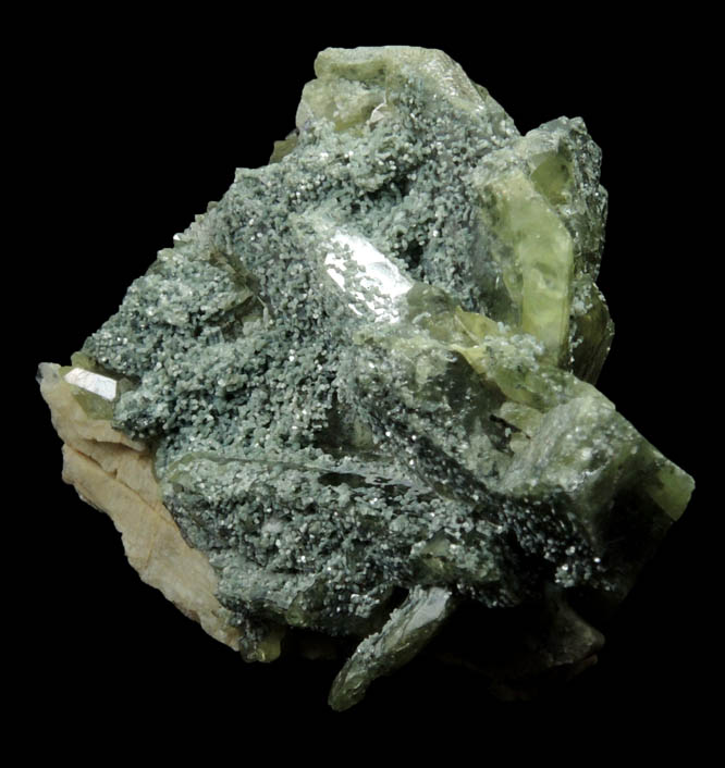 Titanite with Chlorite from Tormiq area, northwest of Skardu, Haramosh Mountains, Baltistan, Gilgit-Baltistan, Pakistan