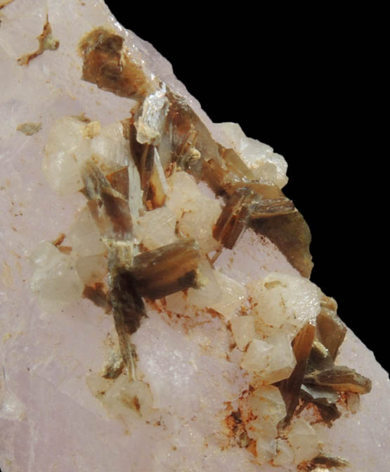 Quartz var. Rose Quartz Crystals with Wardite and Eosphorite from Lavra da Ilha, Taquaral, Jequitinhonha River, Minas Gerais, Brazil