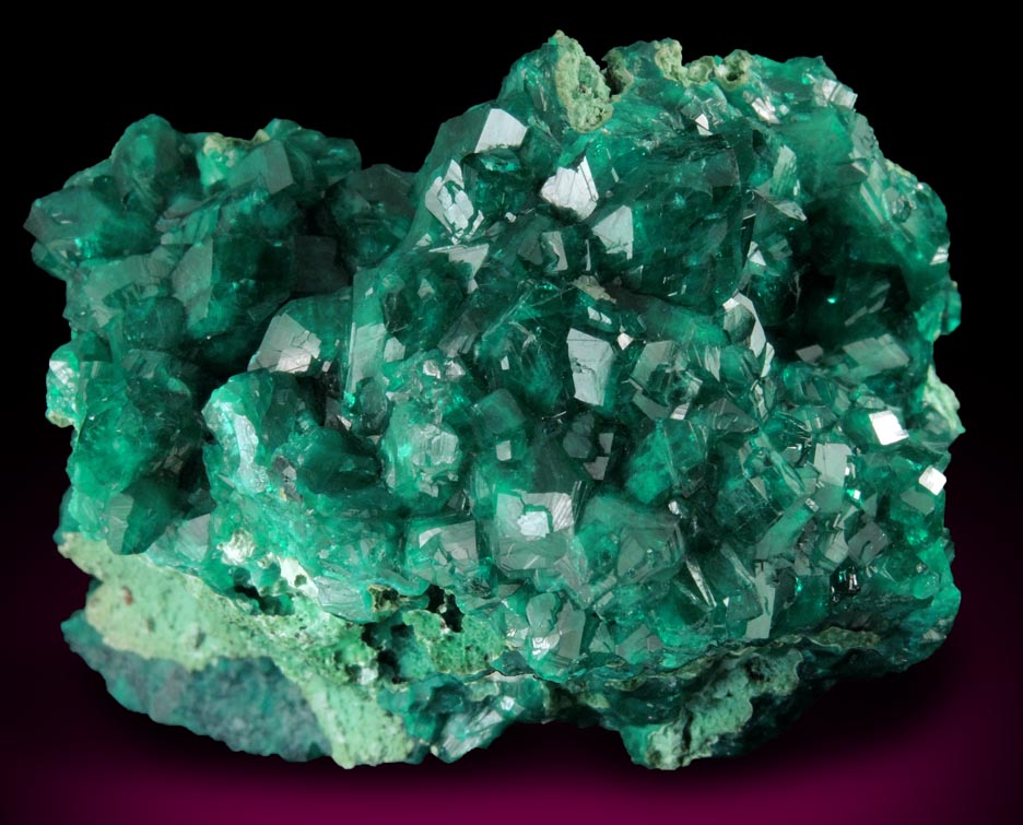 Dioptase on Chrysocolla from Kaokoveld, Kunene Region, Namibia