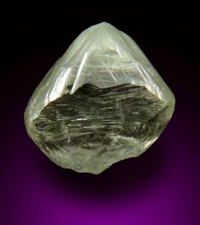 Diamond (4 carat cuttable pale-yellow octahedral diamond) from Mirny, Sakha Republic, Siberia, Russia