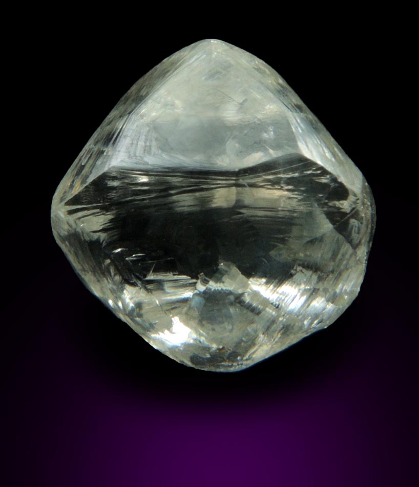 Diamond (3.06 carat gem-grade pale-yellow octahedral crystal) from Mirny, Sakha (Yakutia) Republic, Siberia, Russia