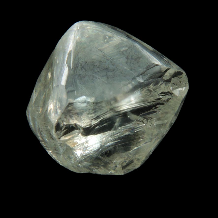 Diamond (3.06 carat gem-grade pale-yellow octahedral crystal) from Mirny, Sakha (Yakutia) Republic, Siberia, Russia