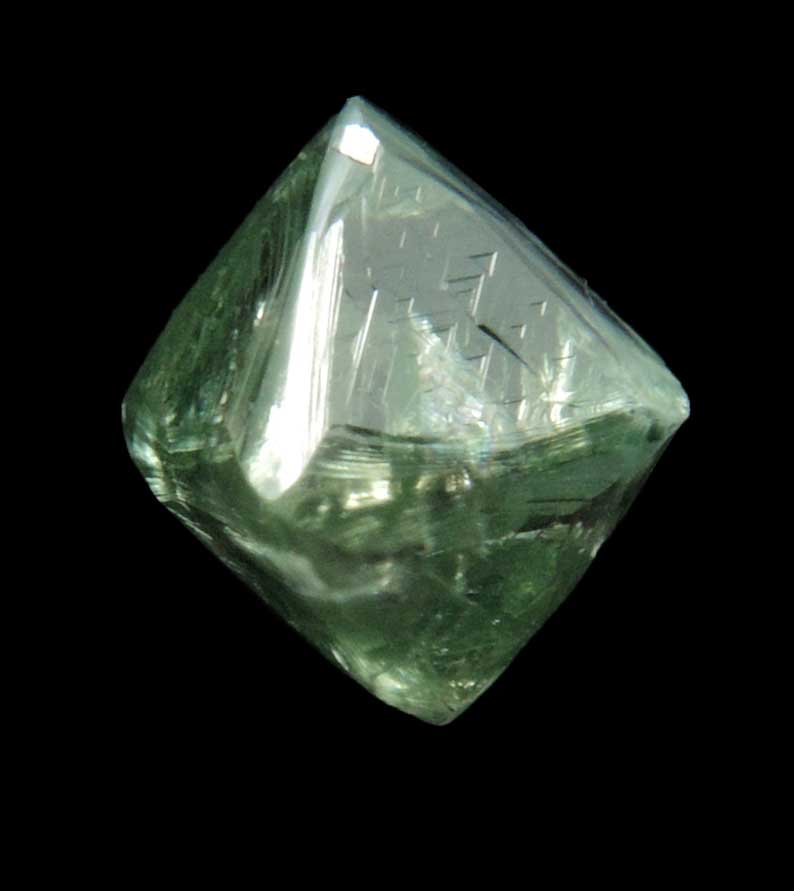 Diamond (2.02 carat cuttable fancy-green octahedral uncut diamond) from Mirny, Sakha Republic, Siberia, Russia