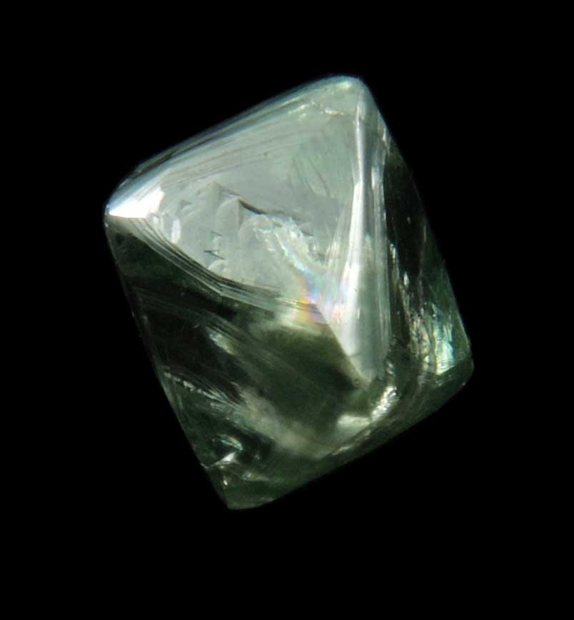 Diamond (2.02 carat cuttable fancy-green octahedral uncut diamond) from Mirny, Sakha Republic, Siberia, Russia