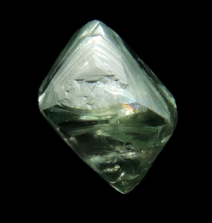 Diamond (2.02 carat cuttable fancy-green octahedral uncut diamond) from Mirny, Sakha Republic, Siberia, Russia