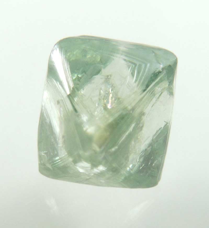 Diamond (2.02 carat cuttable fancy-green octahedral uncut diamond) from Mirny, Sakha Republic, Siberia, Russia