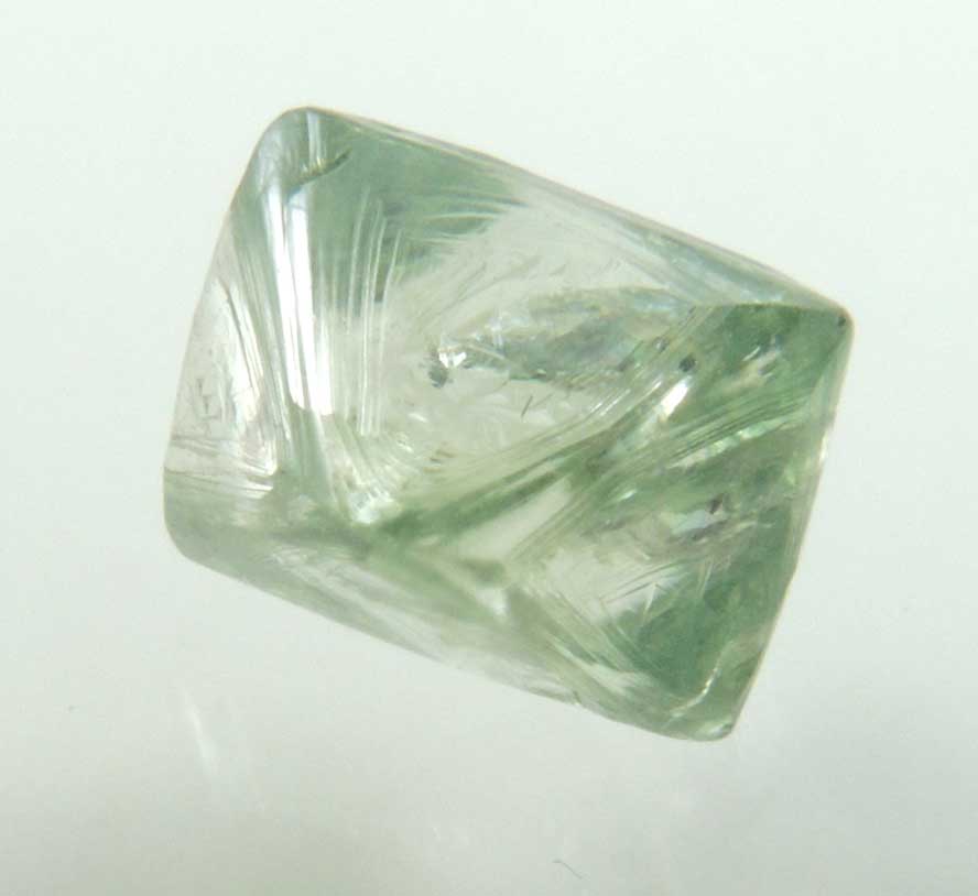 Diamond (2.02 carat cuttable fancy-green octahedral uncut diamond) from Mirny, Sakha Republic, Siberia, Russia