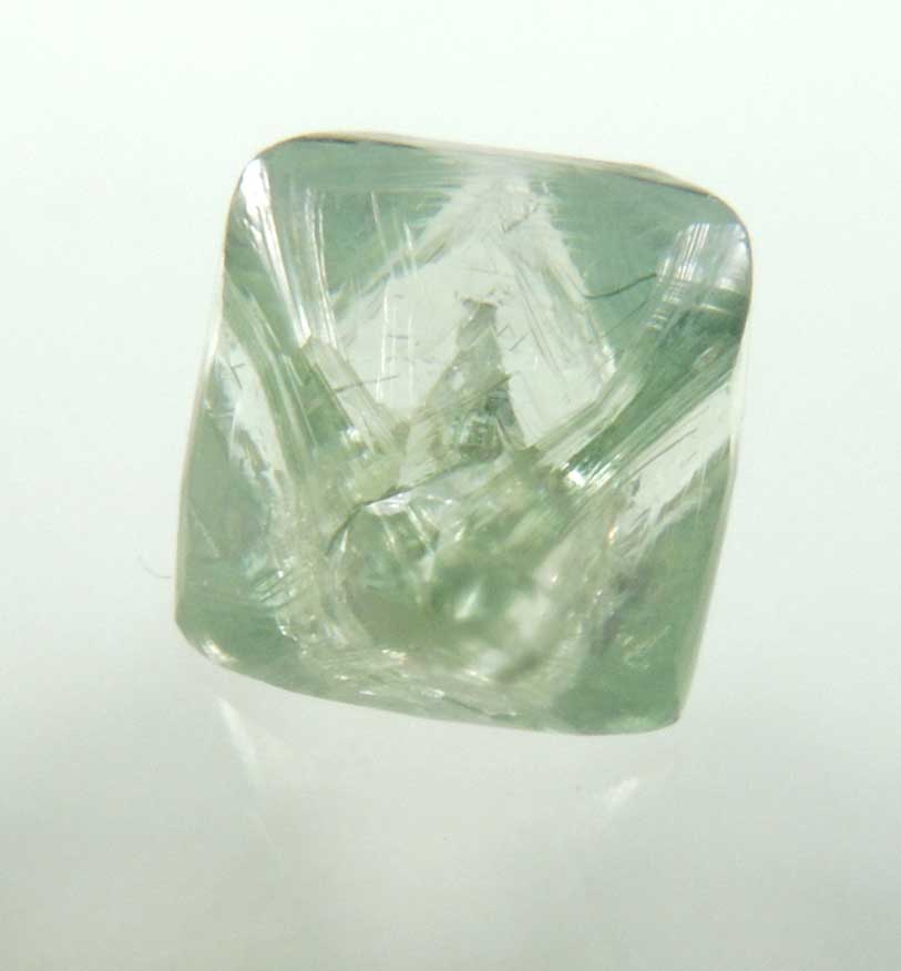 Diamond (2.02 carat cuttable fancy-green octahedral uncut diamond) from Mirny, Sakha Republic, Siberia, Russia