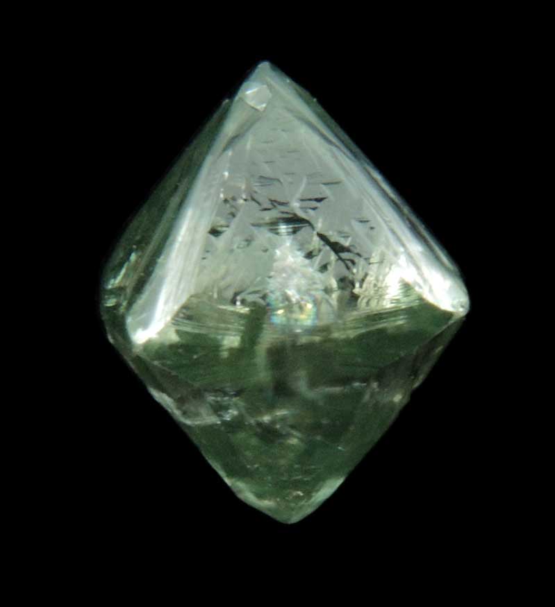 Diamond (2.02 carat cuttable fancy-green octahedral uncut diamond) from Mirny, Sakha Republic, Siberia, Russia