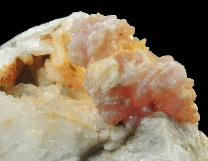 Quartz var. Rose Quartz Crystals on Albite from Rose Quartz Locality, Plumbago Mountain, Newry, Oxford County, Maine