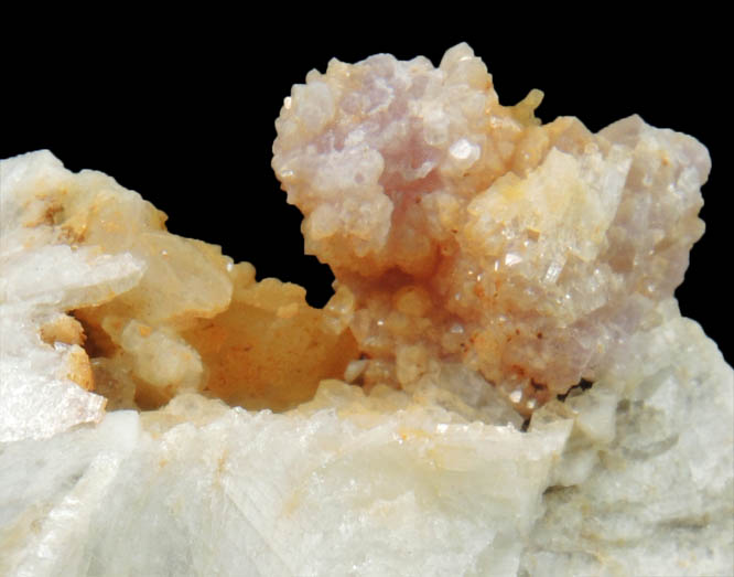 Quartz var. Rose Quartz Crystals on Albite from Rose Quartz Locality, Plumbago Mountain, Newry, Oxford County, Maine