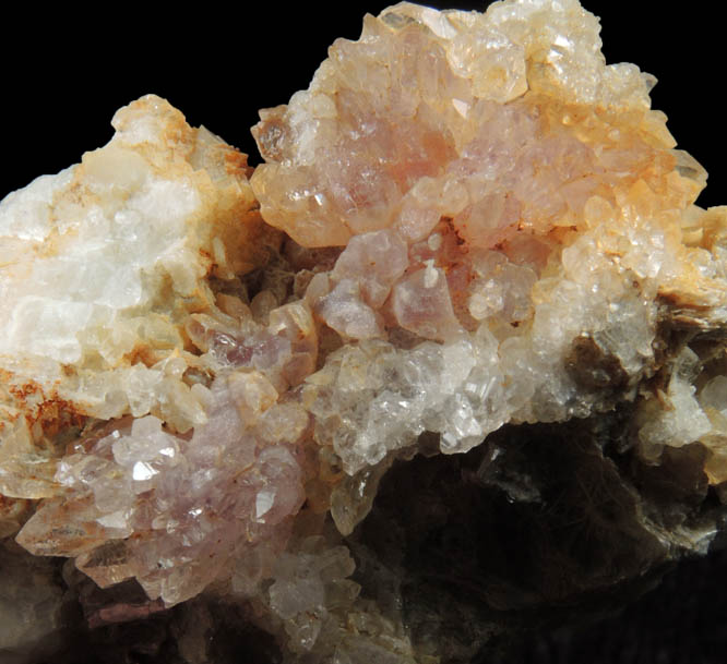 Quartz var. Rose Quartz Crystals on Muscovite, Albite from Rose Quartz Locality, Plumbago Mountain, Newry, Oxford County, Maine