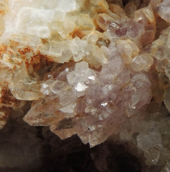 Quartz var. Rose Quartz Crystals on Muscovite, Albite from Rose Quartz Locality, Plumbago Mountain, Newry, Oxford County, Maine