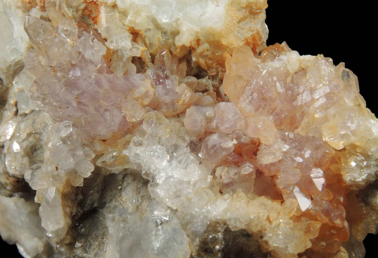 Quartz var. Rose Quartz Crystals on Muscovite, Albite from Rose Quartz Locality, Plumbago Mountain, Newry, Oxford County, Maine