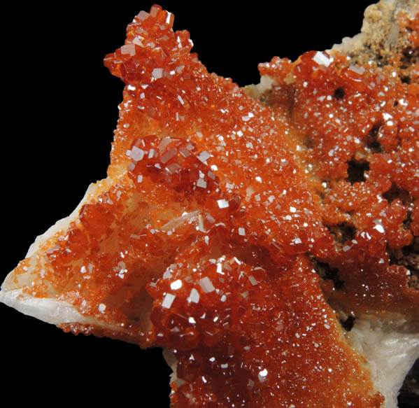 Vanadinite on Barite from Mibladen, Haute Moulouya Basin, Zeida-Aouli-Mibladen belt, Midelt Province, Morocco