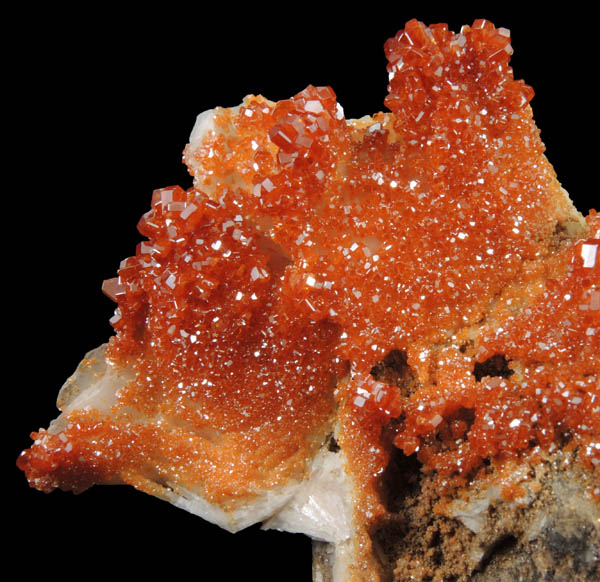 Vanadinite on Barite from Mibladen, Haute Moulouya Basin, Zeida-Aouli-Mibladen belt, Midelt Province, Morocco