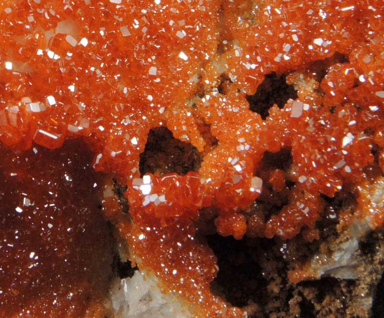 Vanadinite on Barite from Mibladen, Haute Moulouya Basin, Zeida-Aouli-Mibladen belt, Midelt Province, Morocco