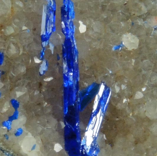 Linarite on Quartz from Grand Reef Mine, Aravaipa District, Graham County, Arizona