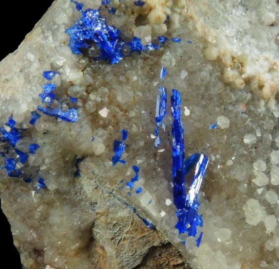 Linarite on Quartz from Grand Reef Mine, Aravaipa District, Graham County, Arizona