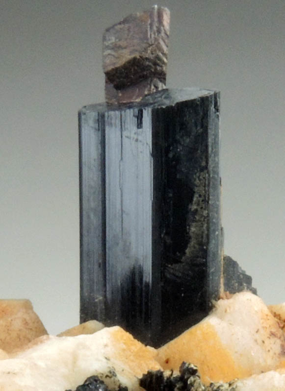 Arfvedsonite (rare terminated crystal) with Zircon from Hurricane Mountain, east of Intervale, Carroll County, New Hampshire